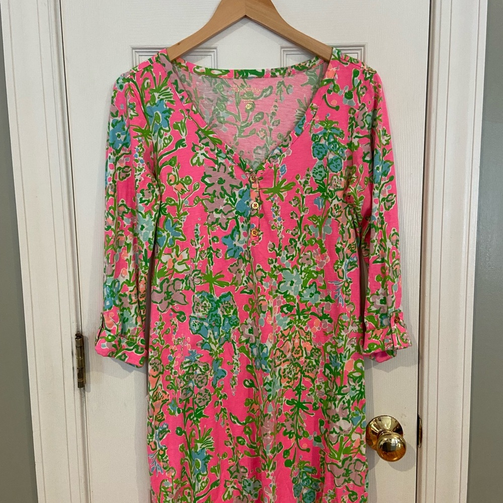 Lilly Pulitzer Palmetto shirt dress flamingo pink Southern Charm size M